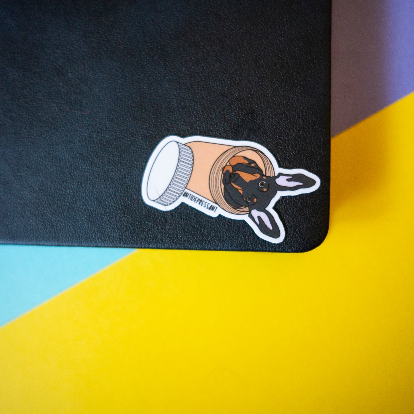 Antidepressant Dog 3" Sticker - Black & Tan Dachshund