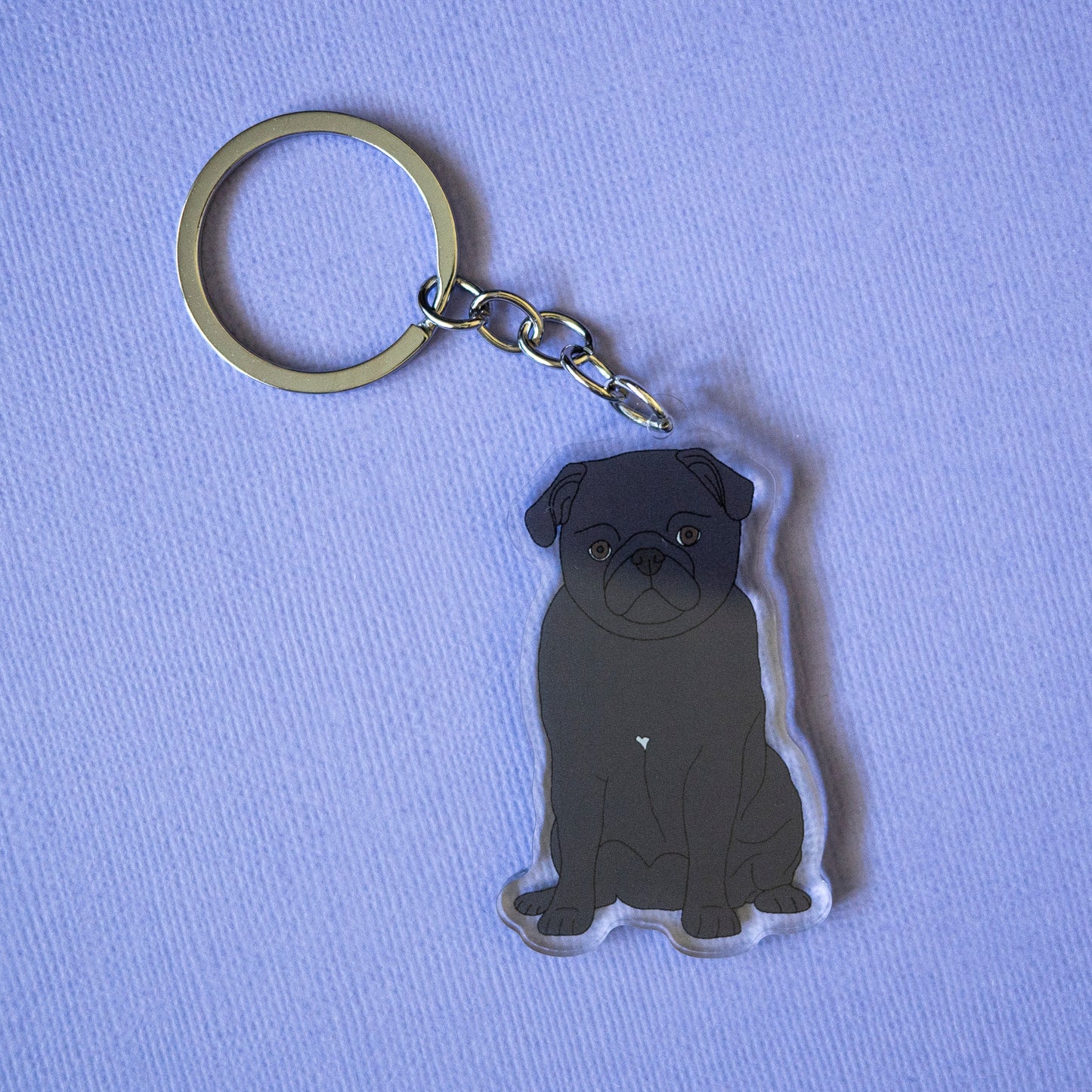 Black Pug Keychain
