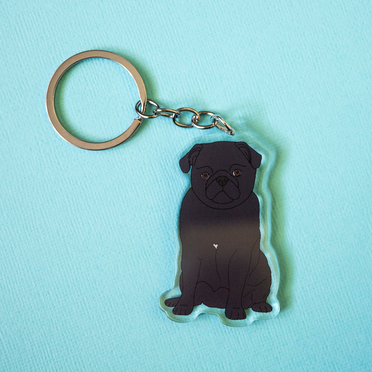 Black Pug Keychain