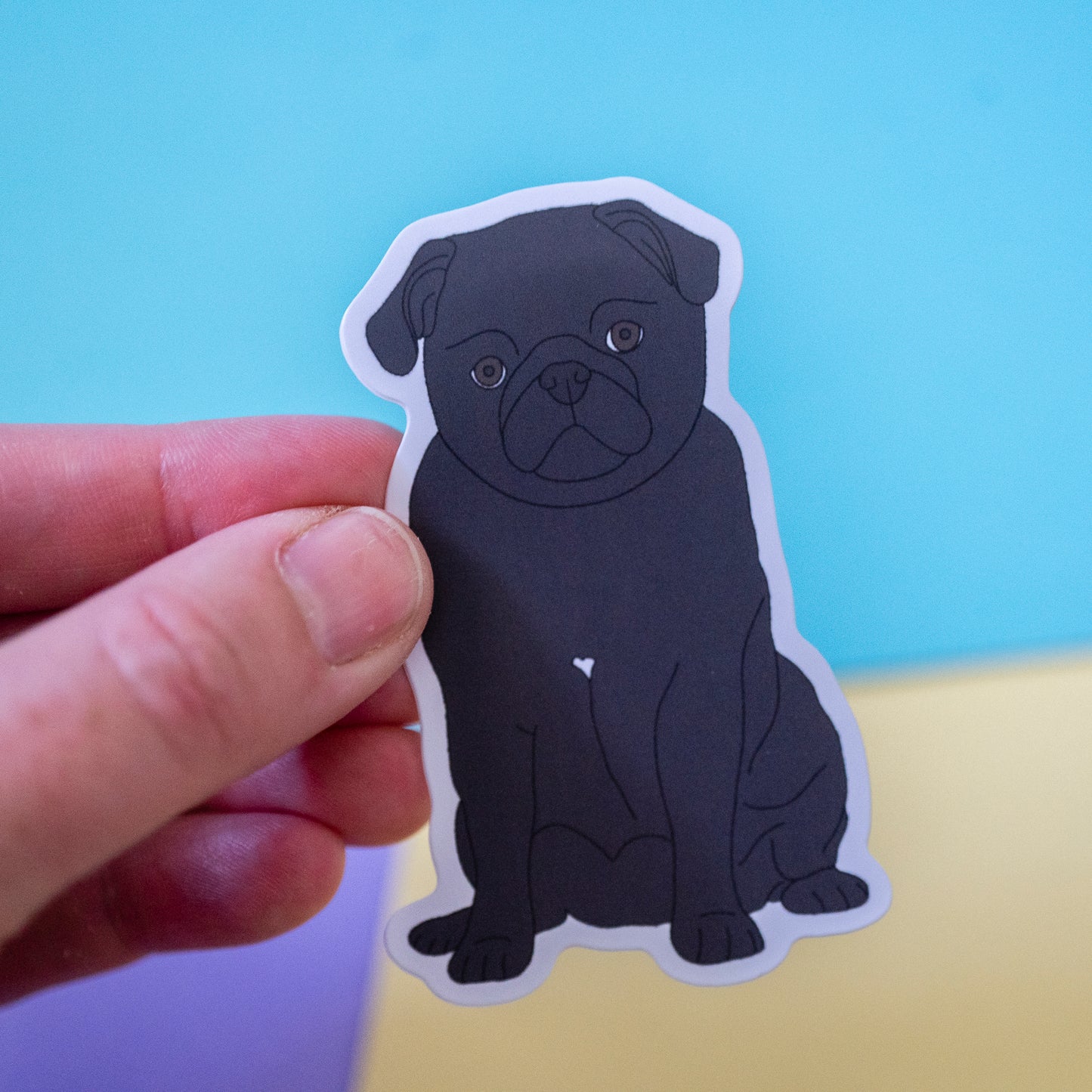 Black Pug 3" Sticker