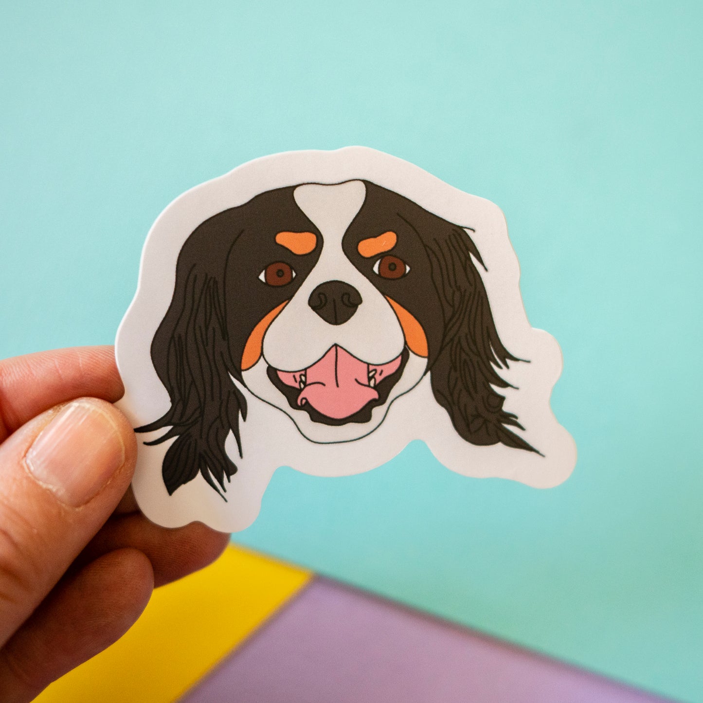 King Charles Cavalier 3" Sticker - Tri-colour