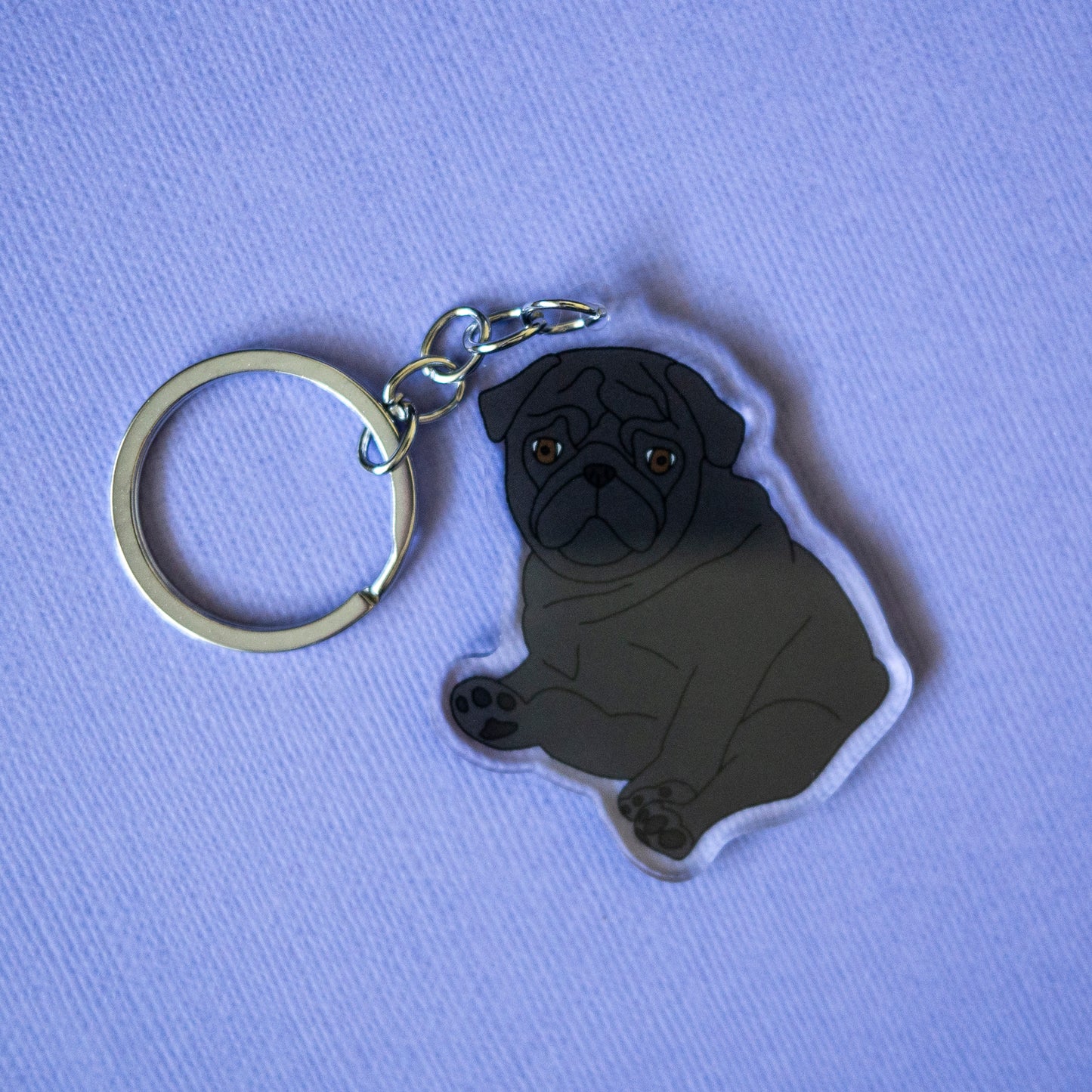 Black Chubby Pug Keychain