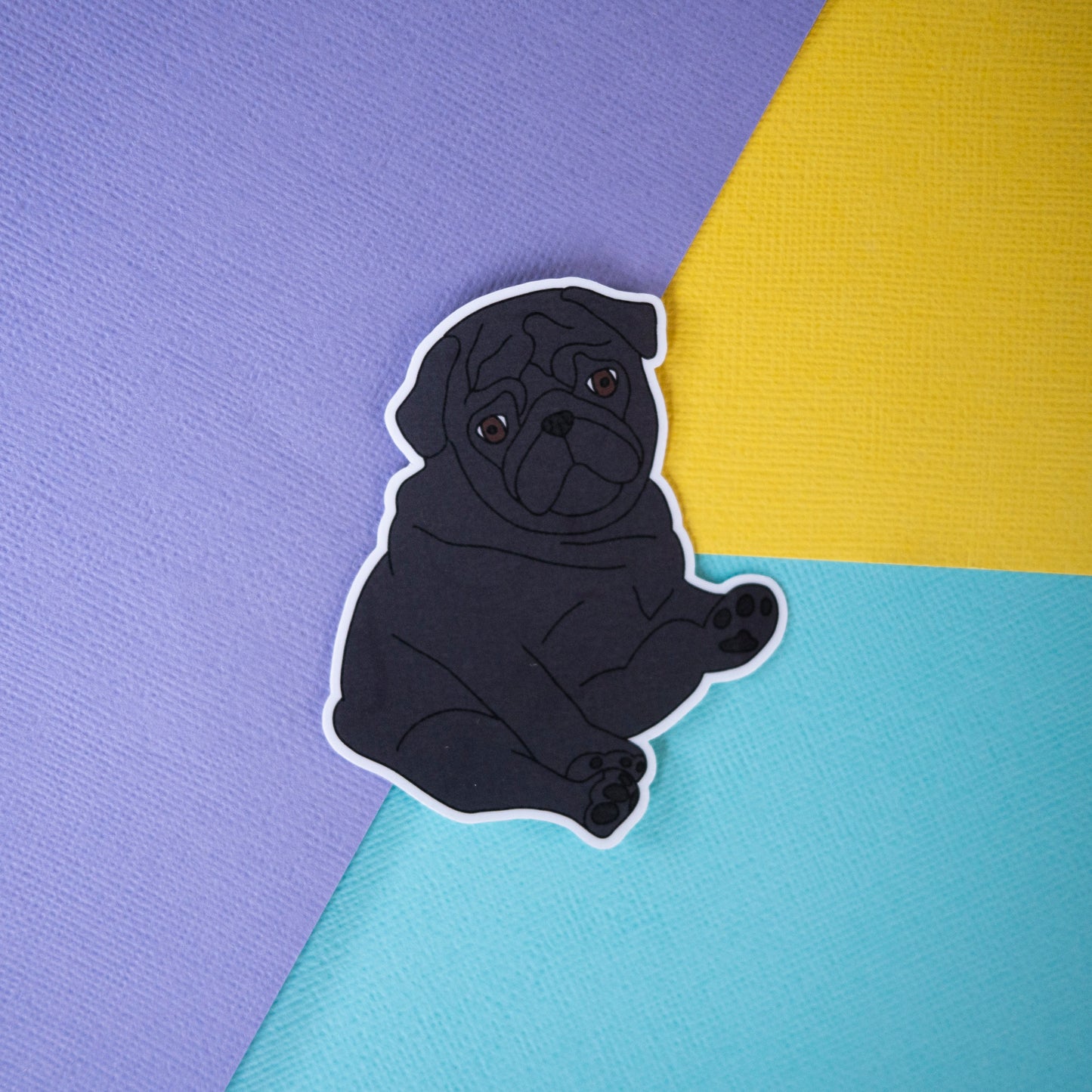 Black Chubby Pug 3" Sticker