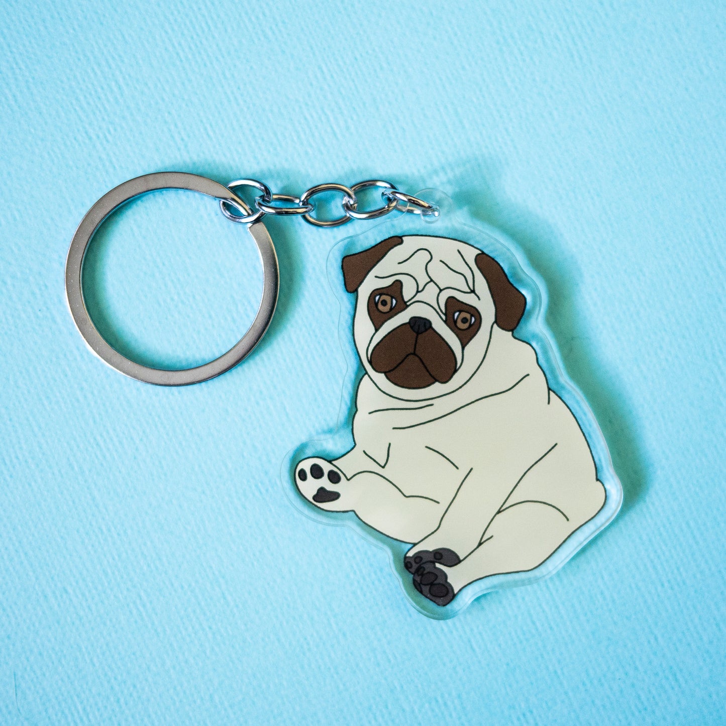Fawn Chubby Pug Keychain