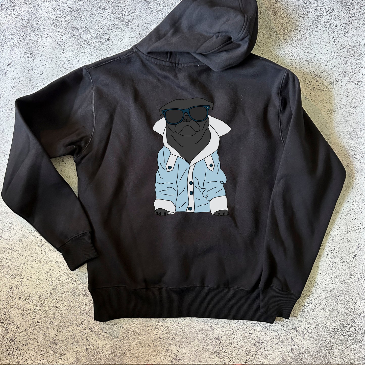 Cool Black Pug Hoodie