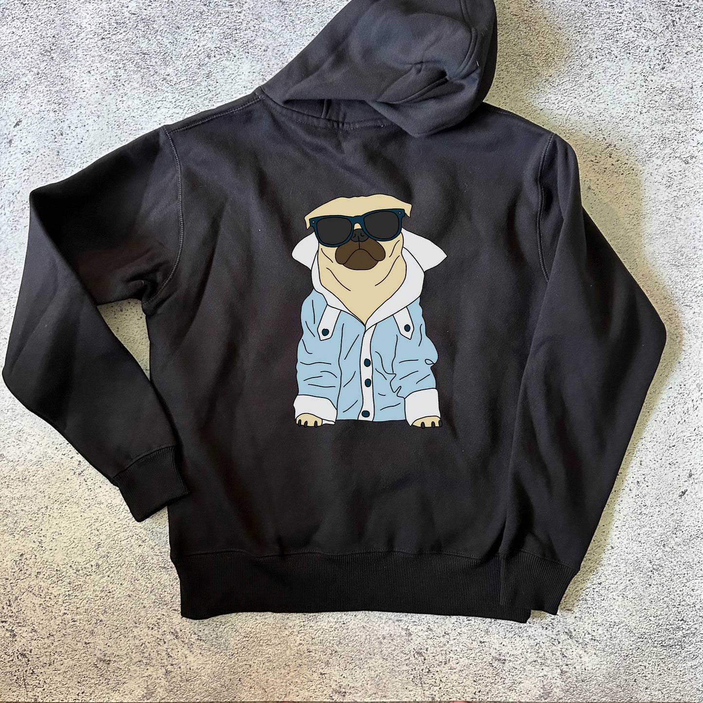 Cool Black Pug Hoodie