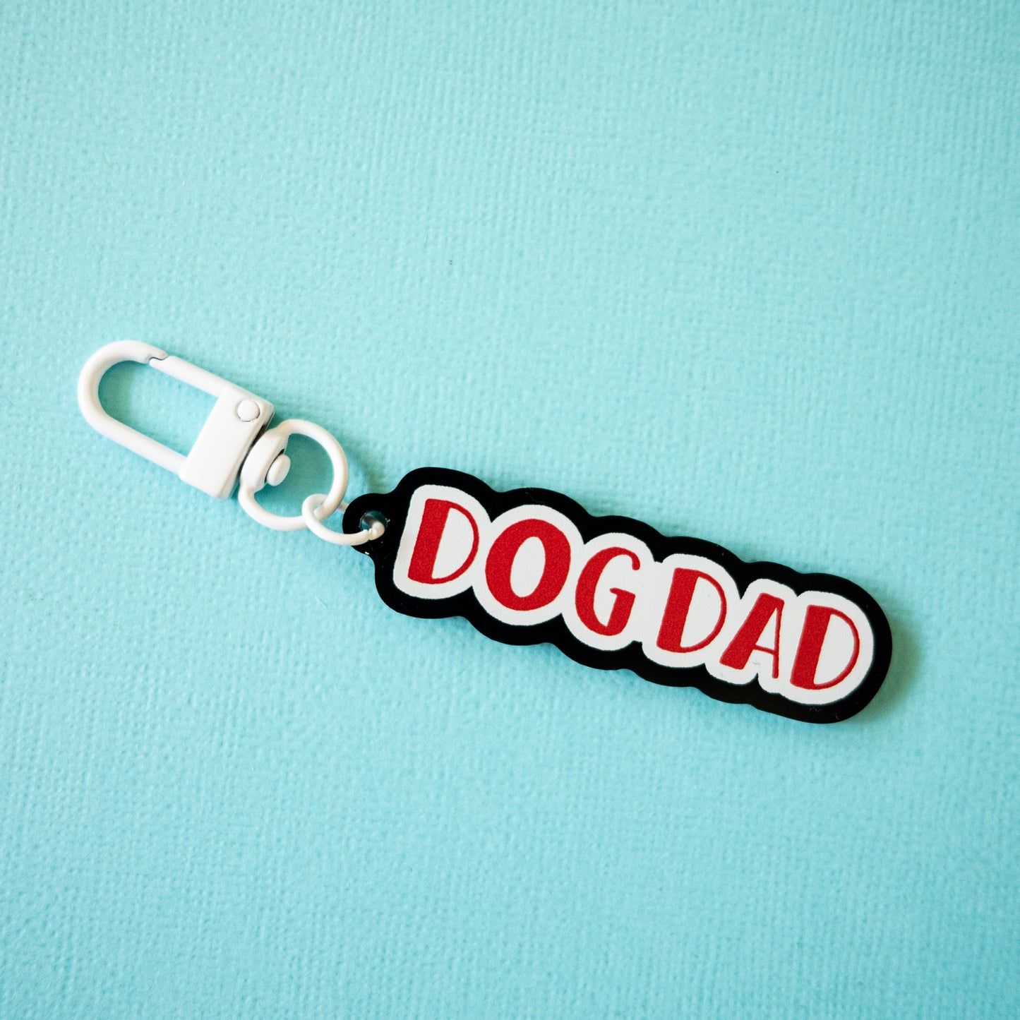 Dog Dad Keychain - Red, Black & White