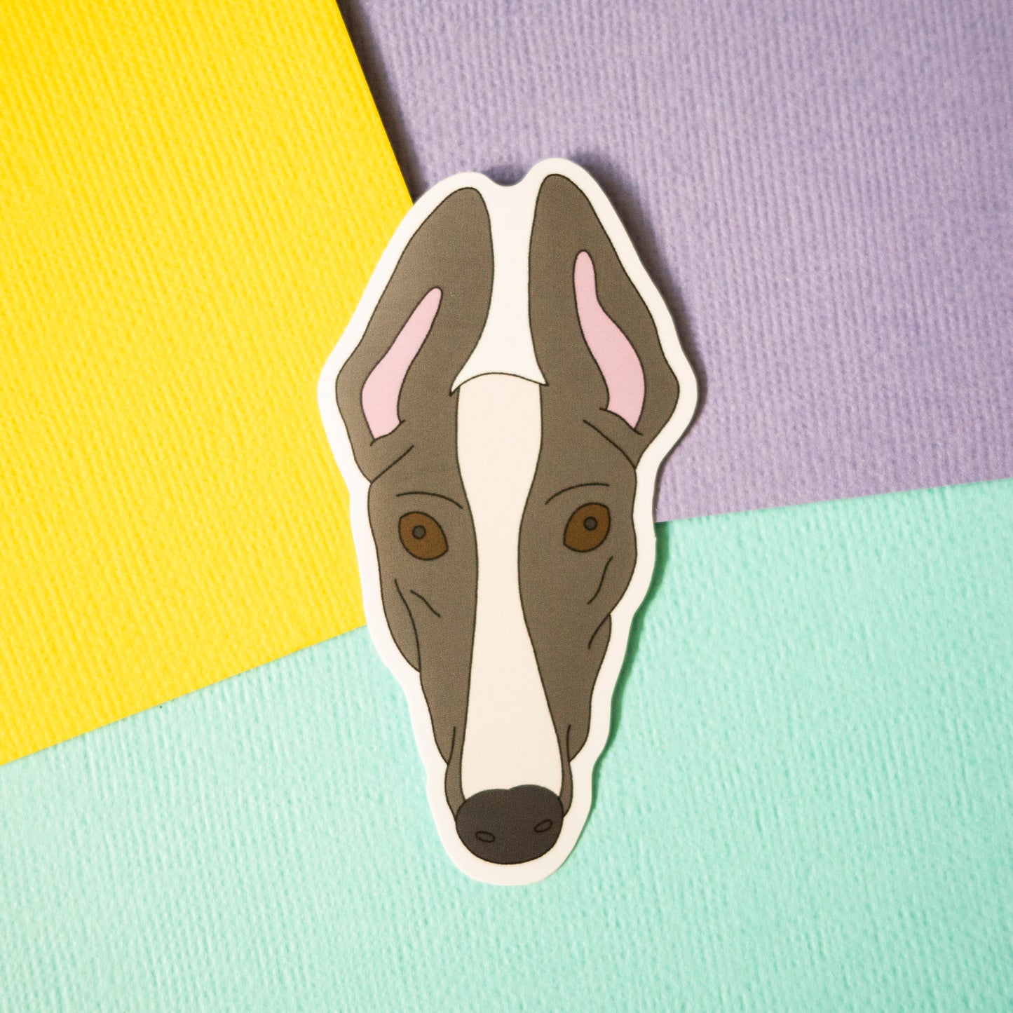 Greyhound 3" Sticker - Grey & White