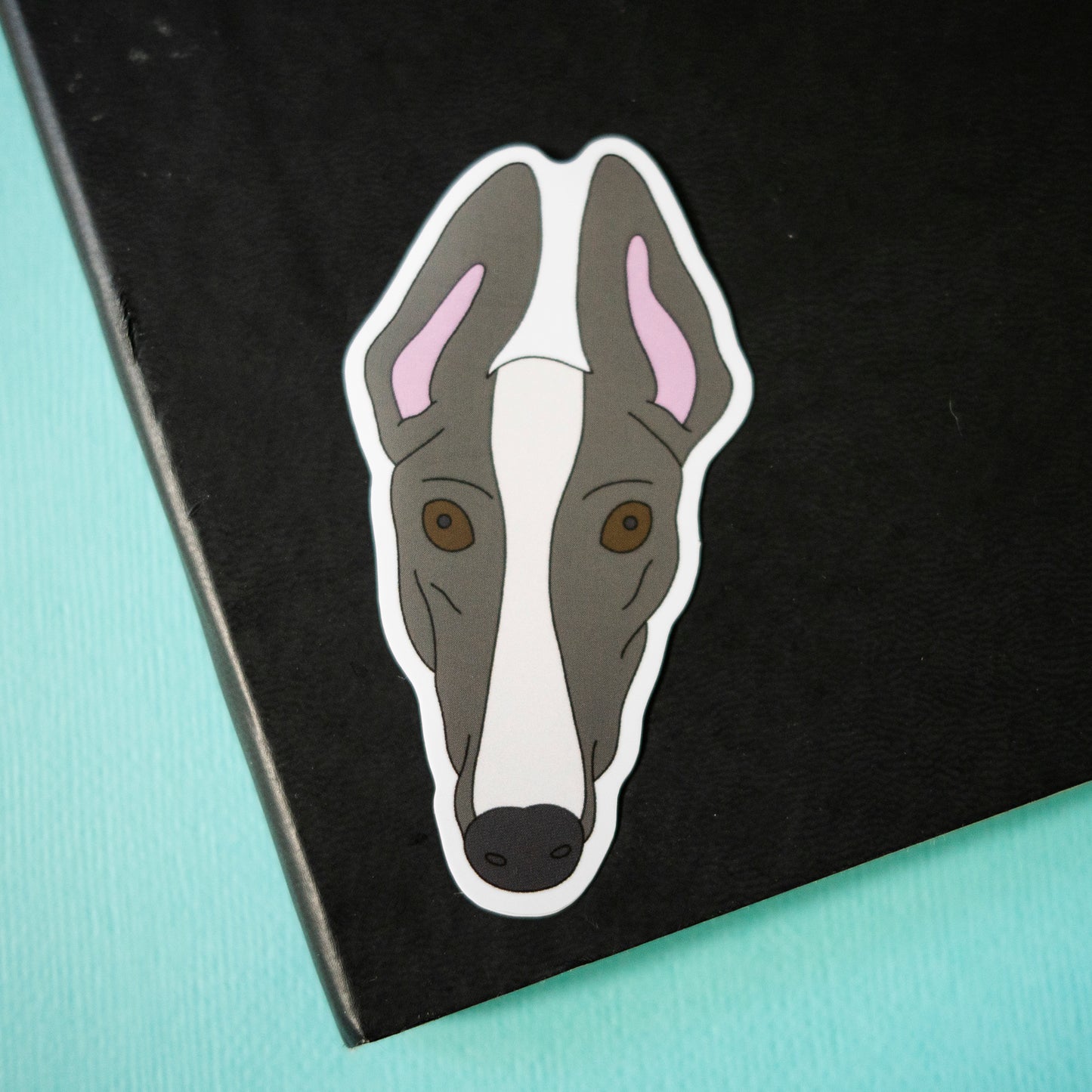 Greyhound 3" Sticker - Grey & White