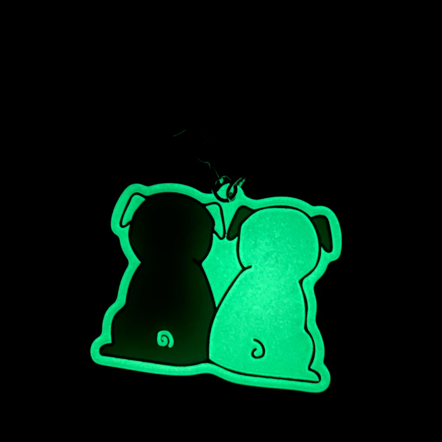 Pug Butts Keychain - Glow in the Dark