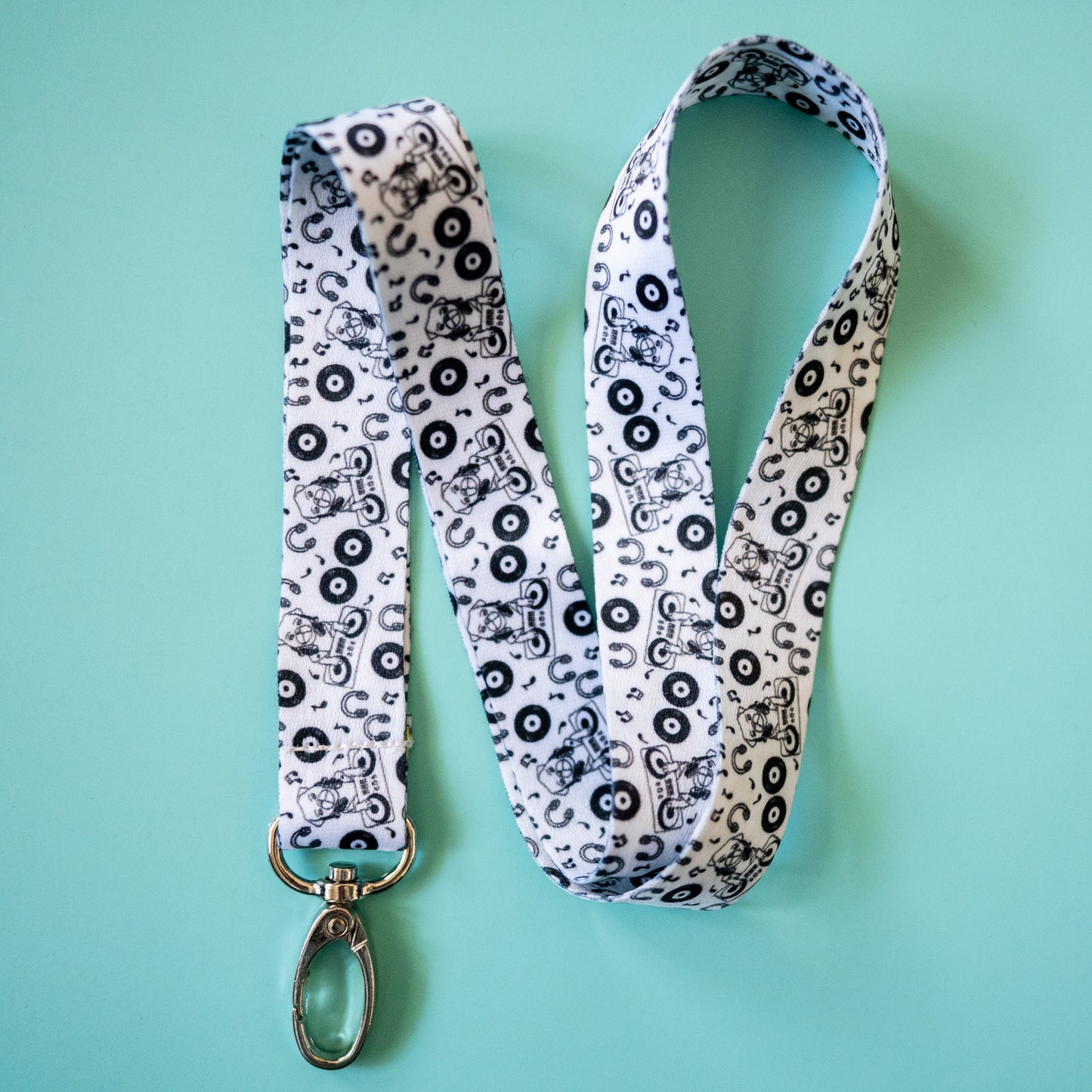 DJ Pug Lanyard - Black & White