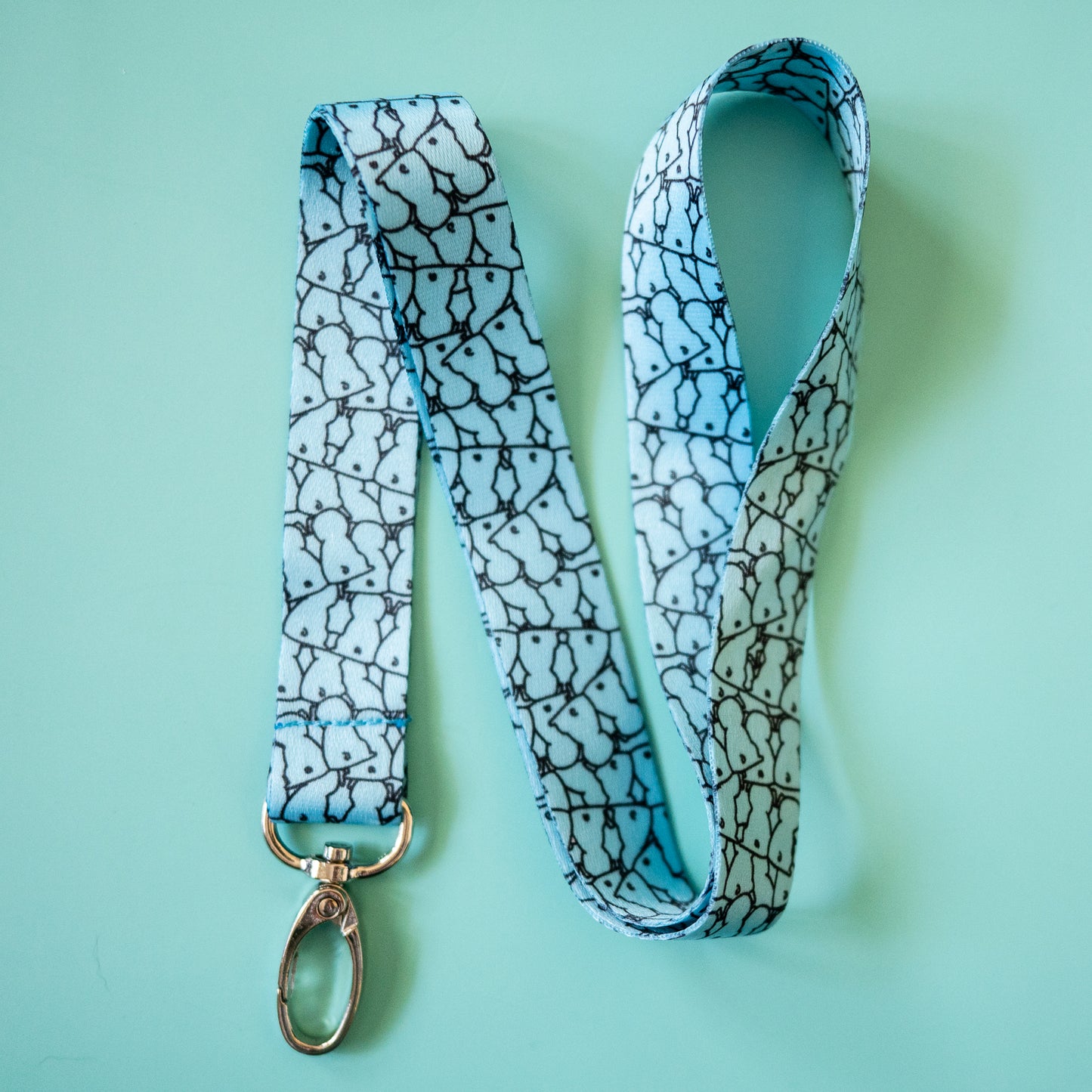 Pug Butts Lanyard - Aqua