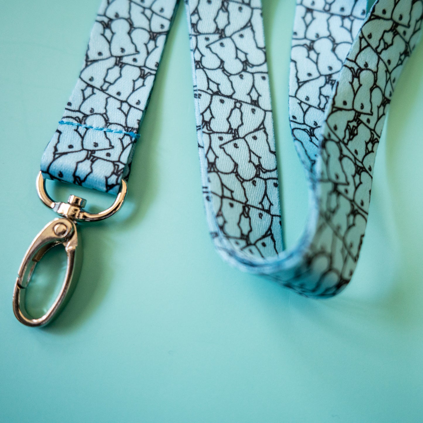 Pug Butts Lanyard - Aqua