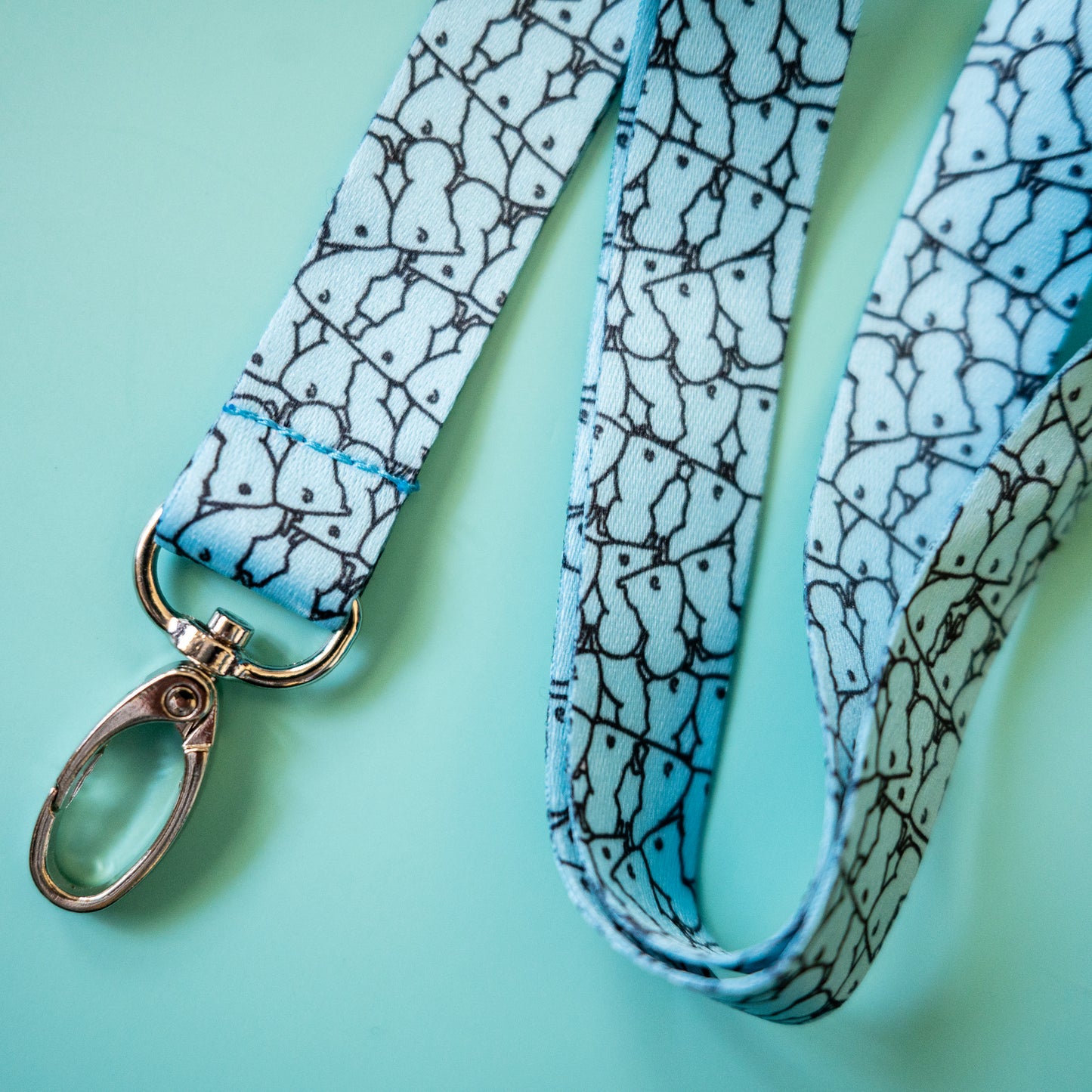 Pug Butts Lanyard - Aqua
