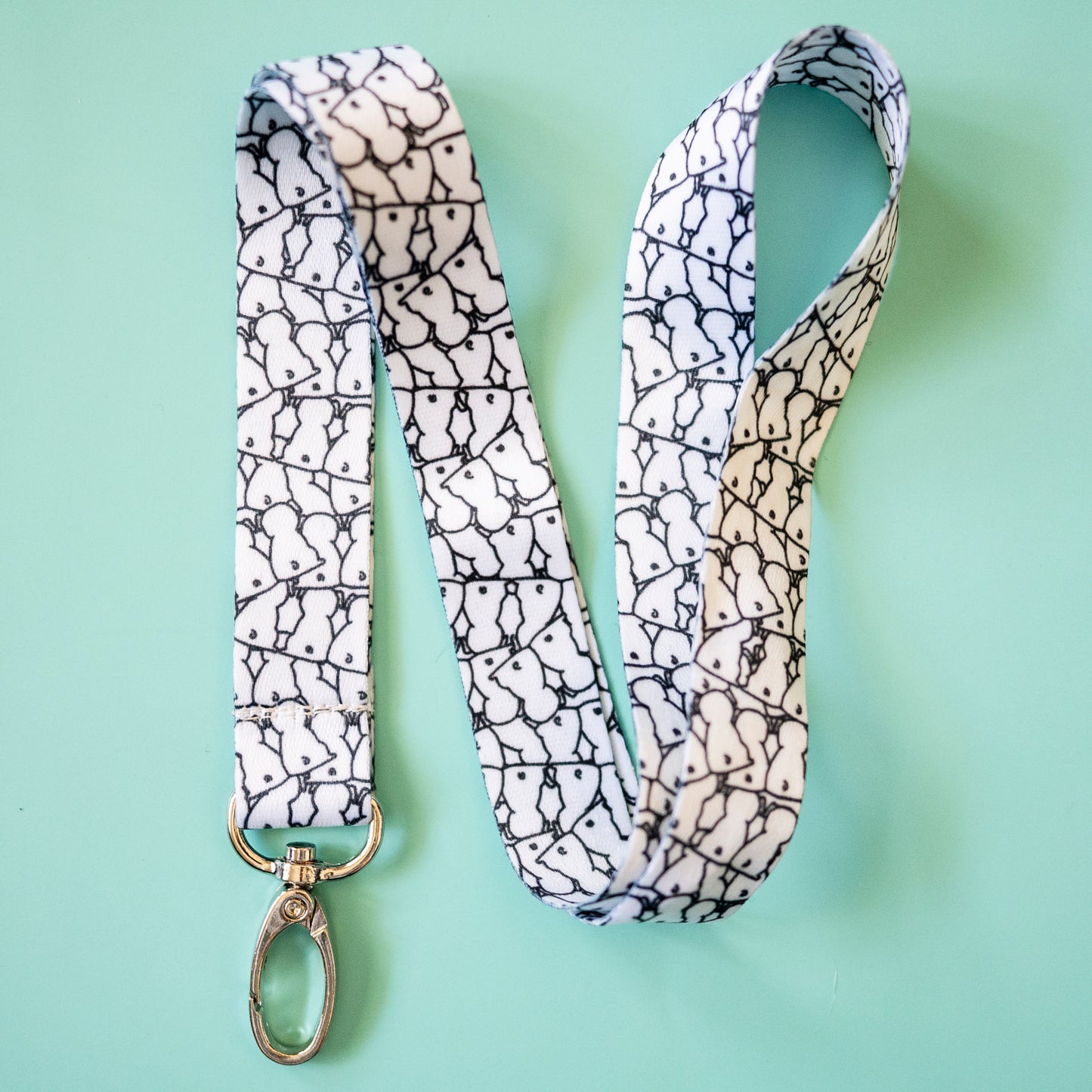 Pug Butts Lanyard - Black & White