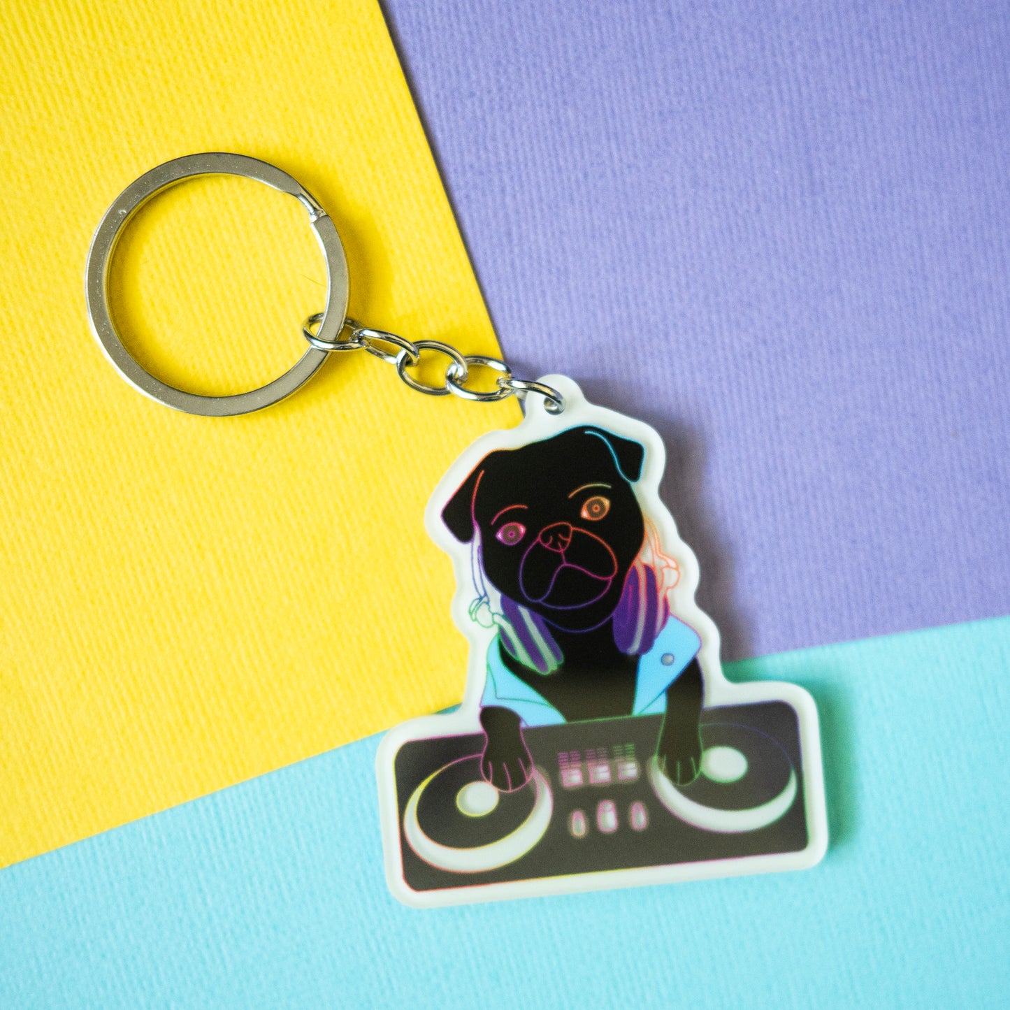 DJ Pug Keychain - Glow in the Dark