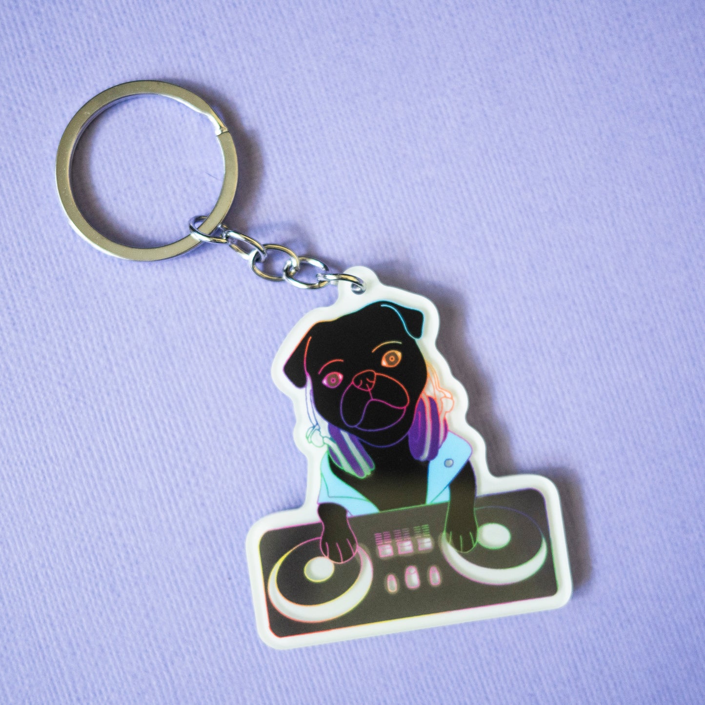 DJ Pug Keychain - Glow in the Dark