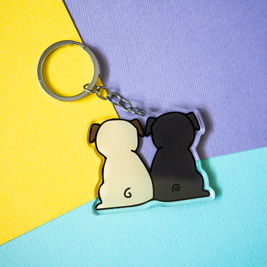 Pug Butts Keyring
