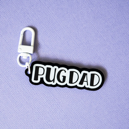 Pug Dad Keychain - Black & White