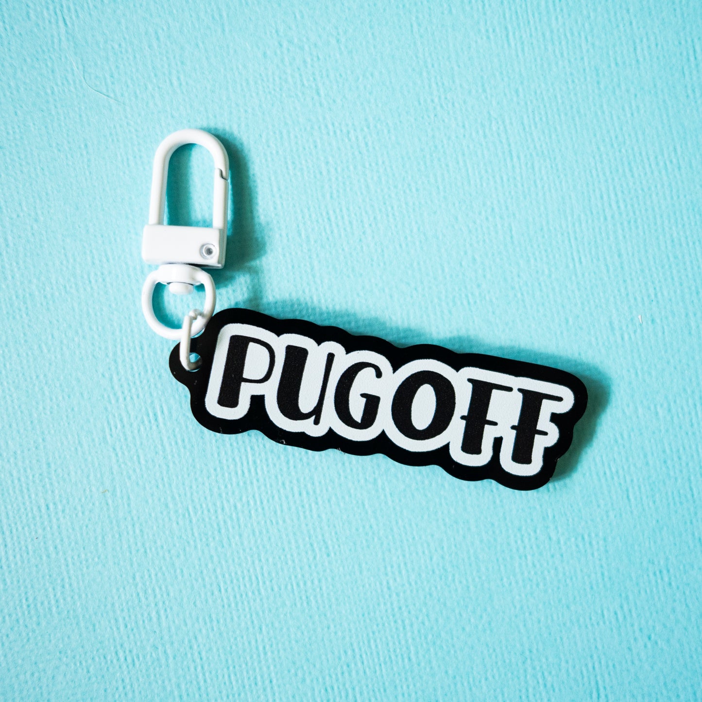 Pug Off Keychain - Black & White
