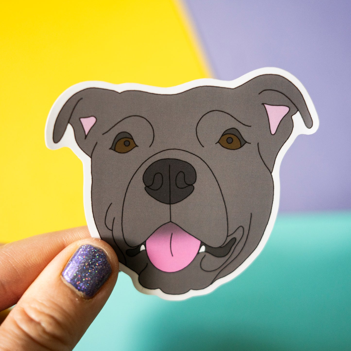 Staffy 3" Sticker - Blue