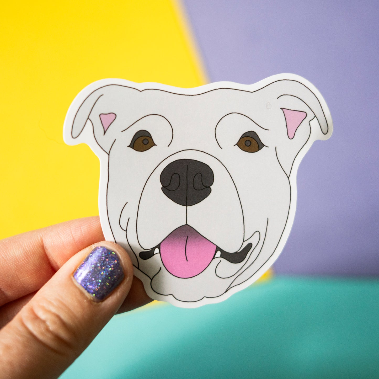 Staffy 3" Sticker - White