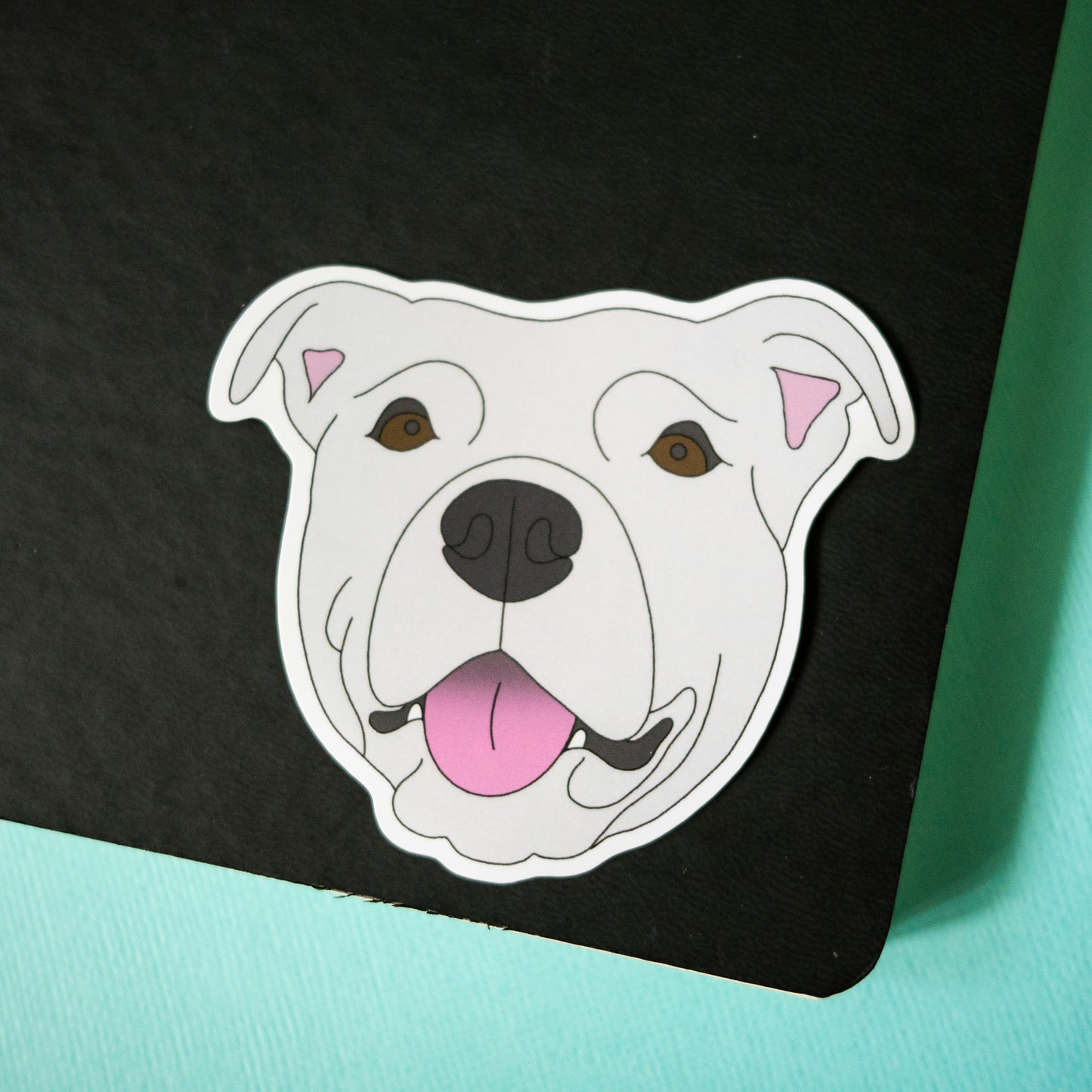 Staffy 3" Sticker - White
