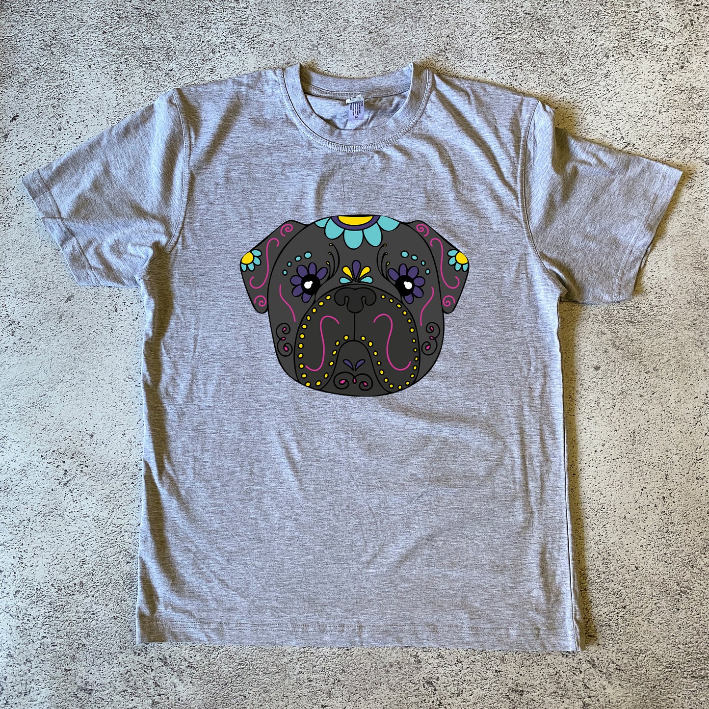 Sugar Skull Pug Unisex T-Shirt