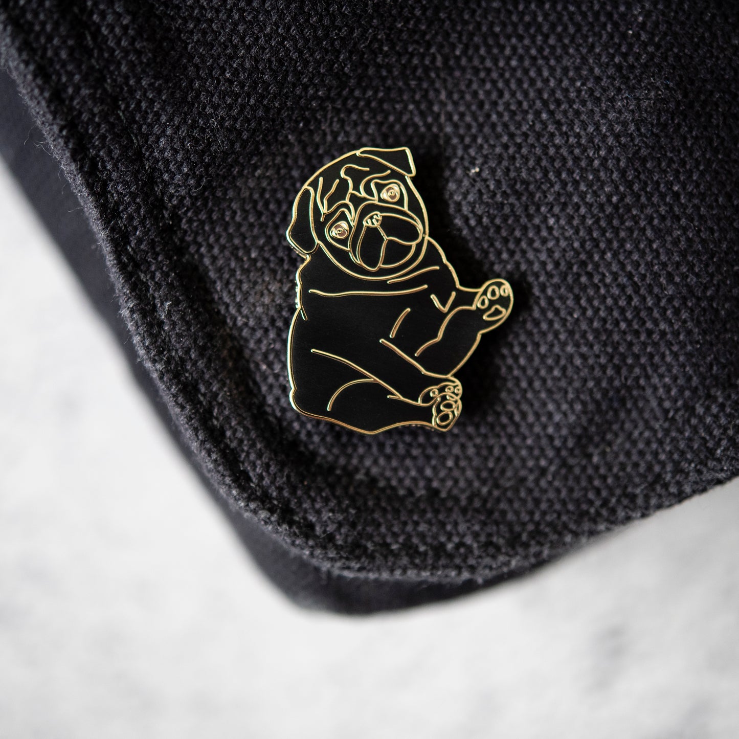 Black Chubby Pug Enamel Pin