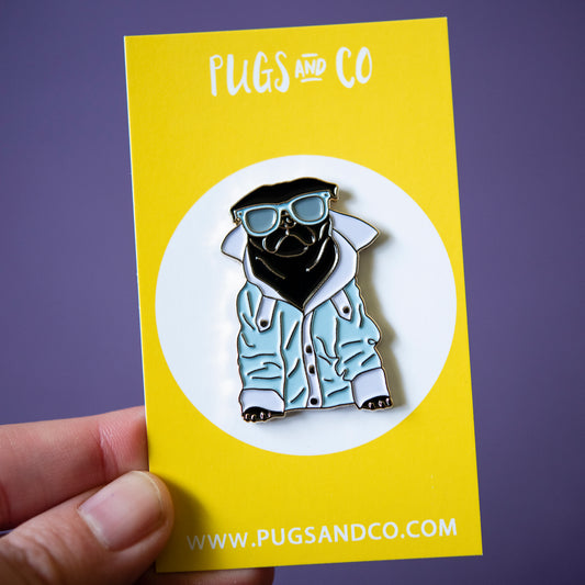 Cool Black Pug Enamel Pin