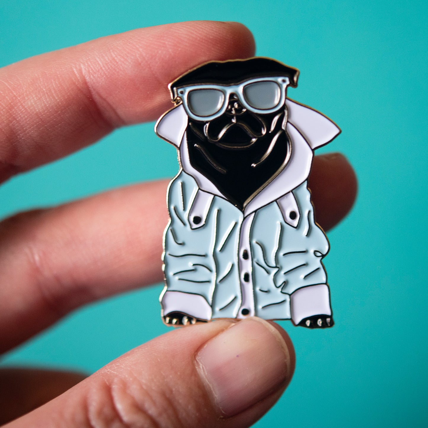 Cool Black Pug Enamel Pin