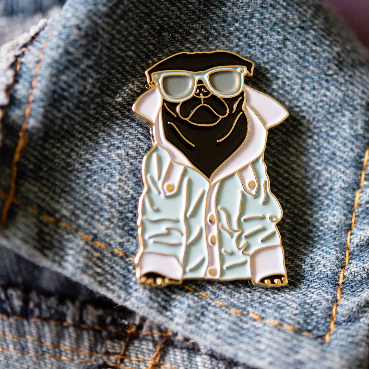 Cool Black Pug Enamel Pin
