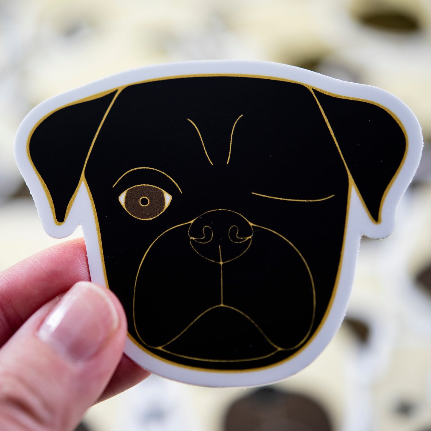 Black Pirate Pug 3" Sticker