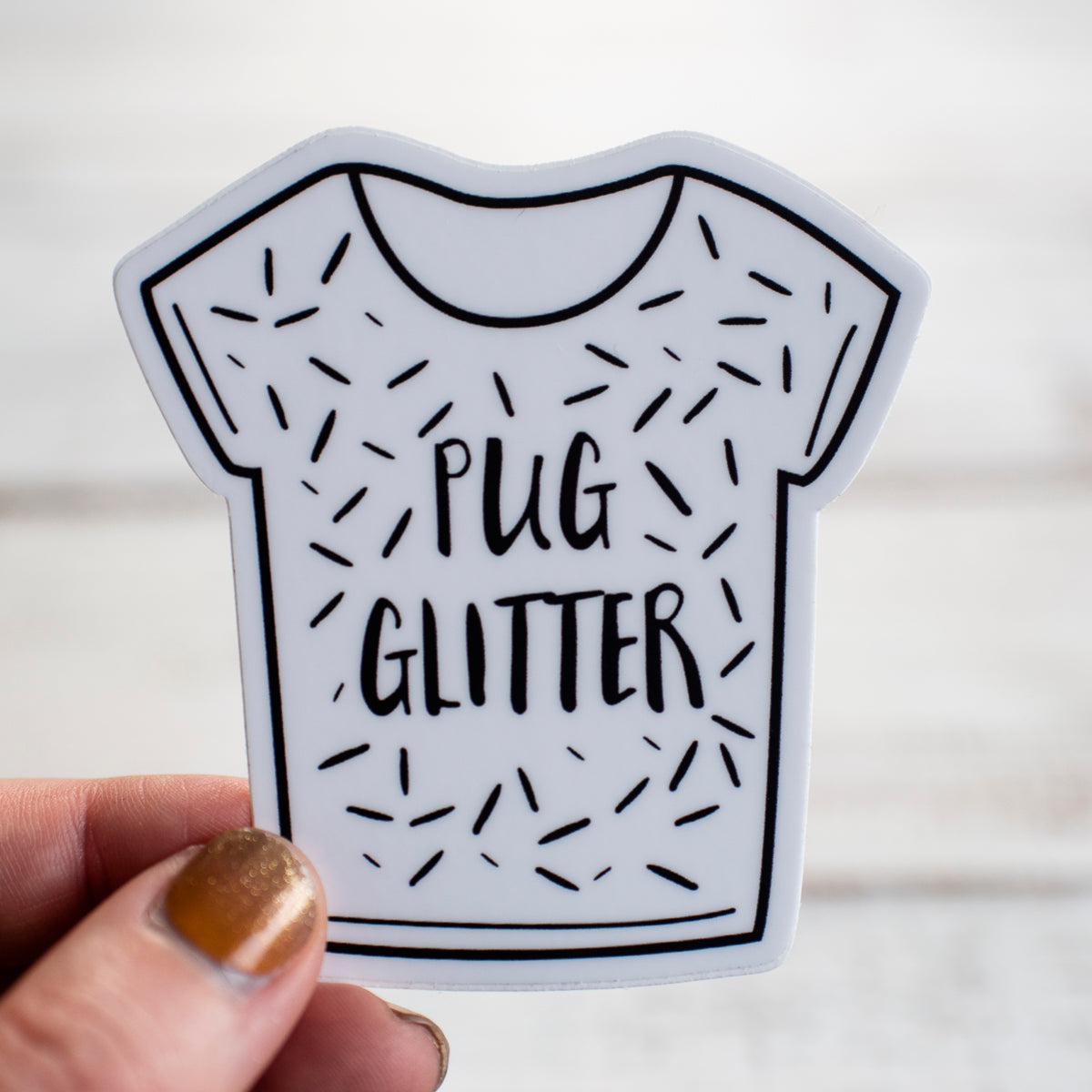 Black Pug Glitter Sticker