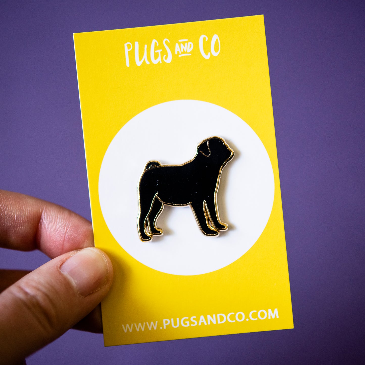 Black Pug Silhouette Enamel Pin