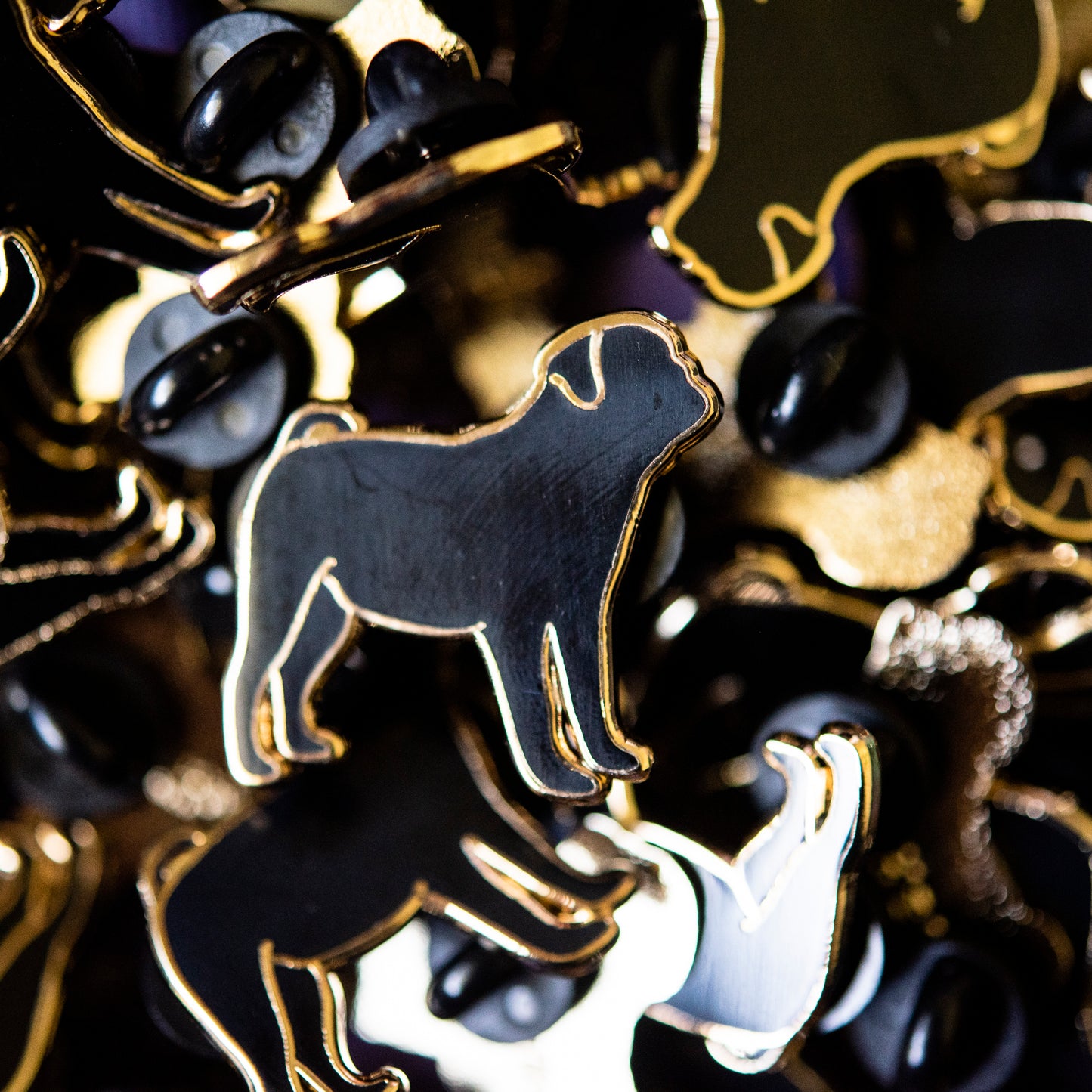 Black Pug Silhouette Enamel Pin