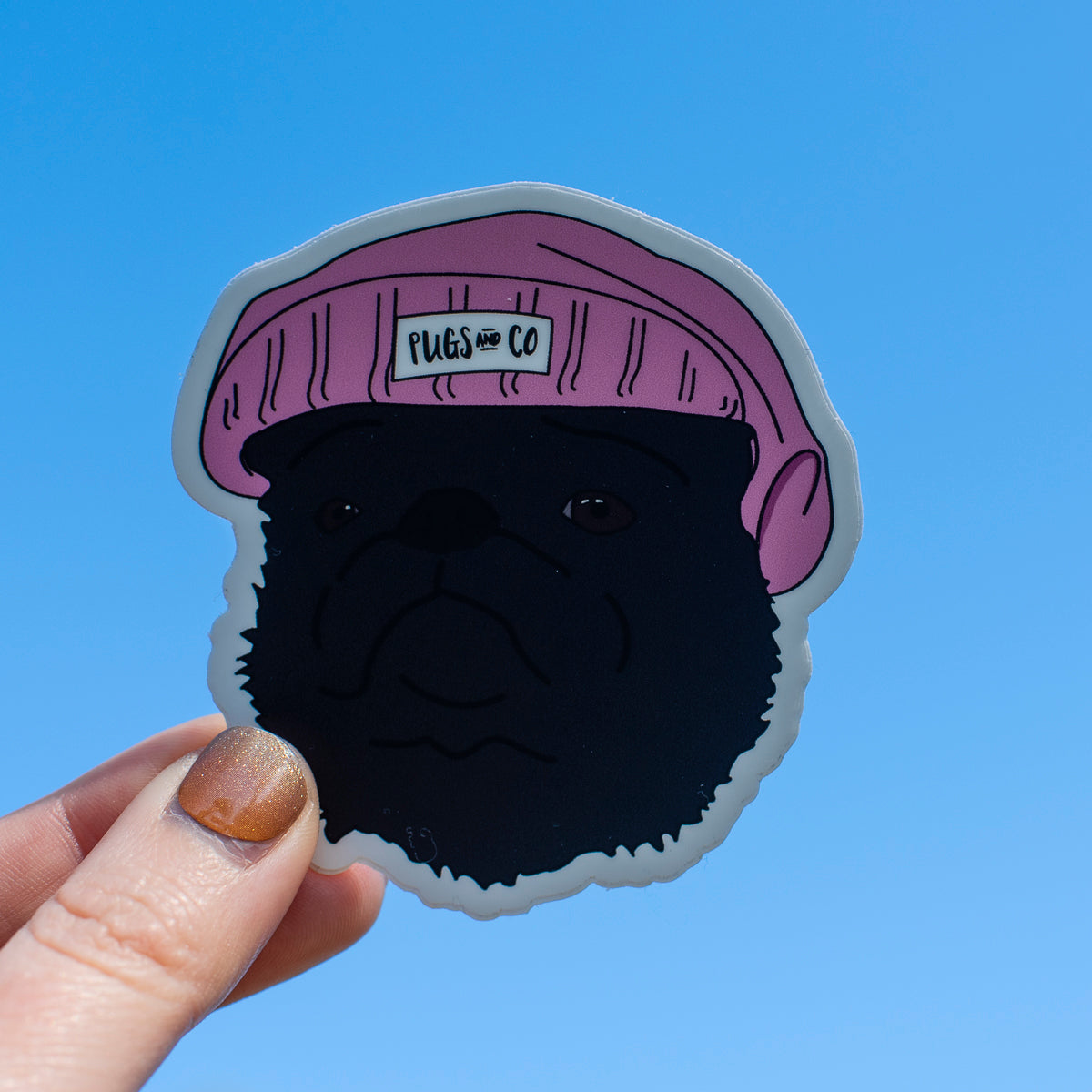 Black Thug Pug 3" Sticker