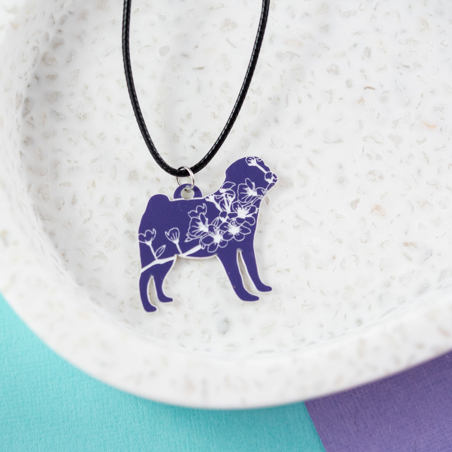 Cherry Blossom Pug Necklace