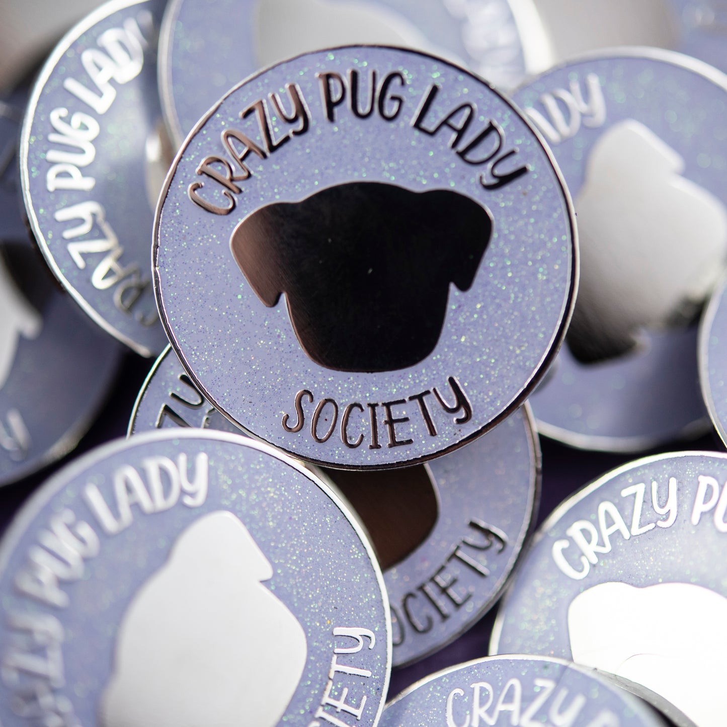 Crazy Pug Lady Society Enamel Pin