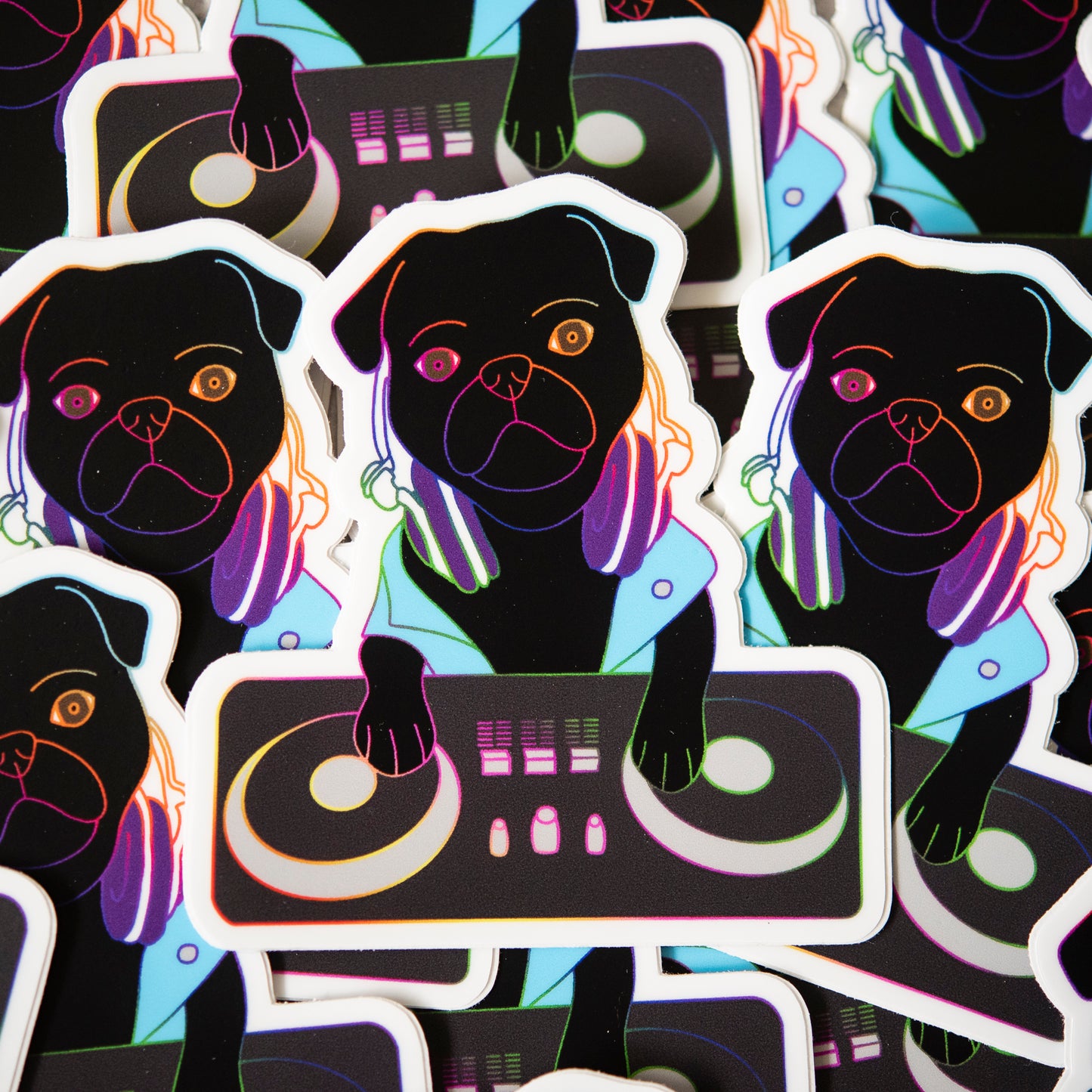 DJ Pug 3" Sticker