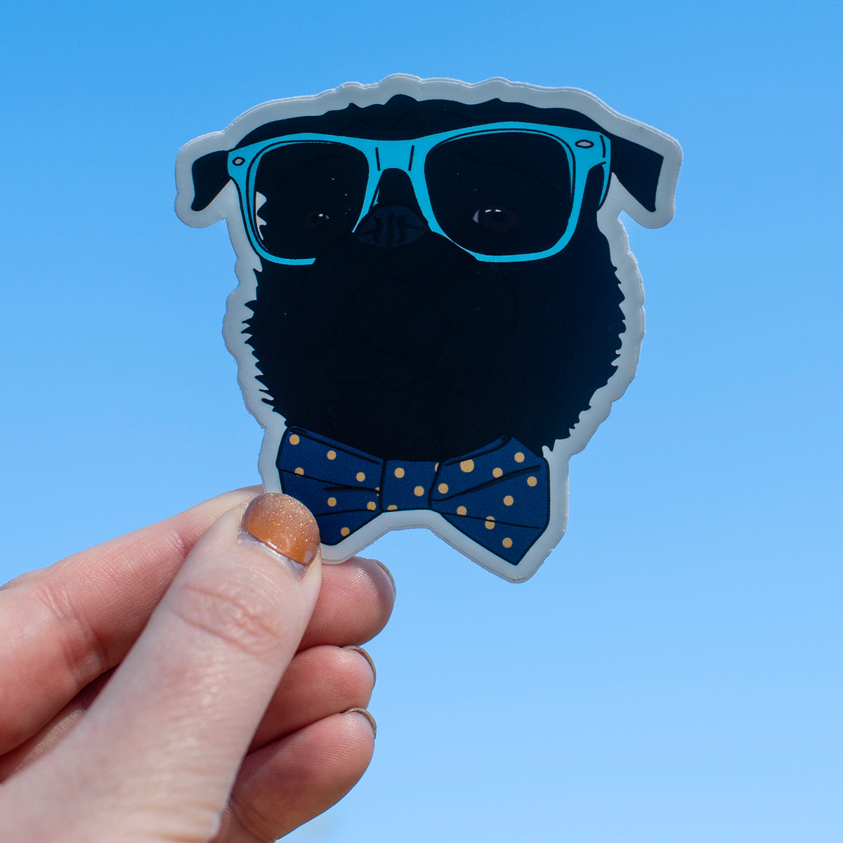 Dapper Black Pug 3" Sticker