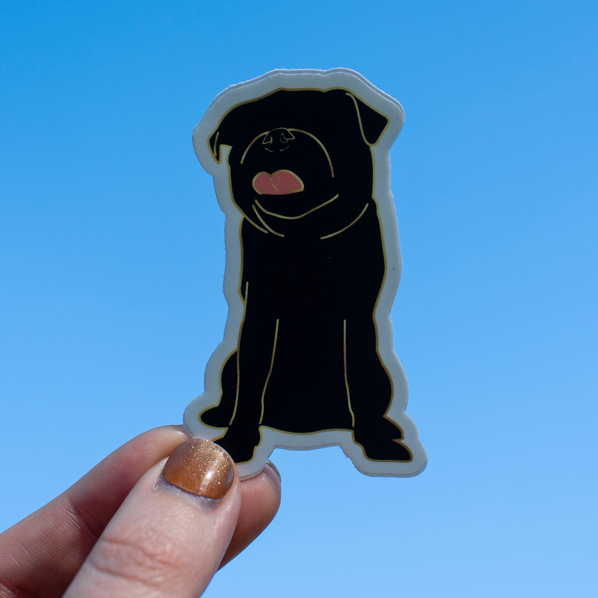 Faceless Black Pug 3" Sticker
