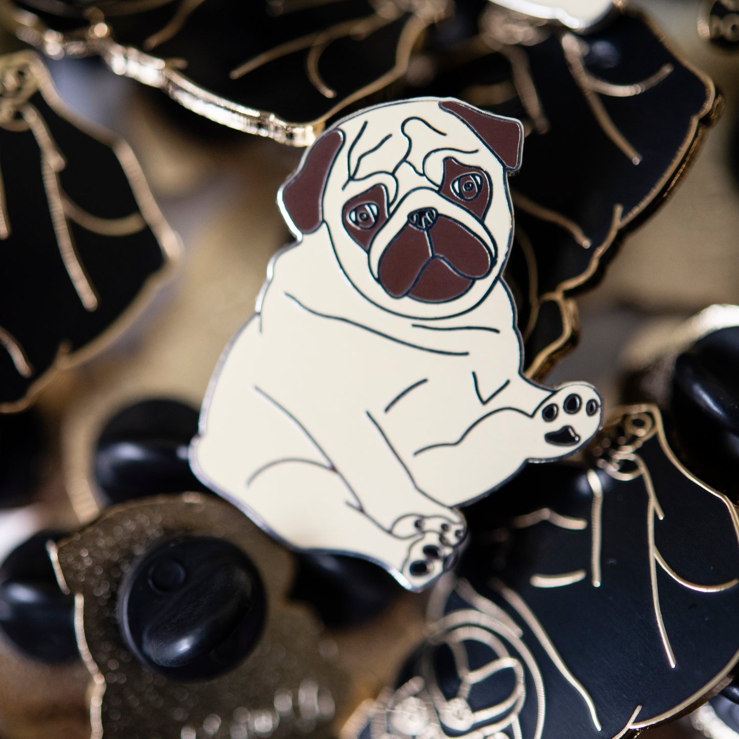 Fawn Chubby Pug Enamel Pin
