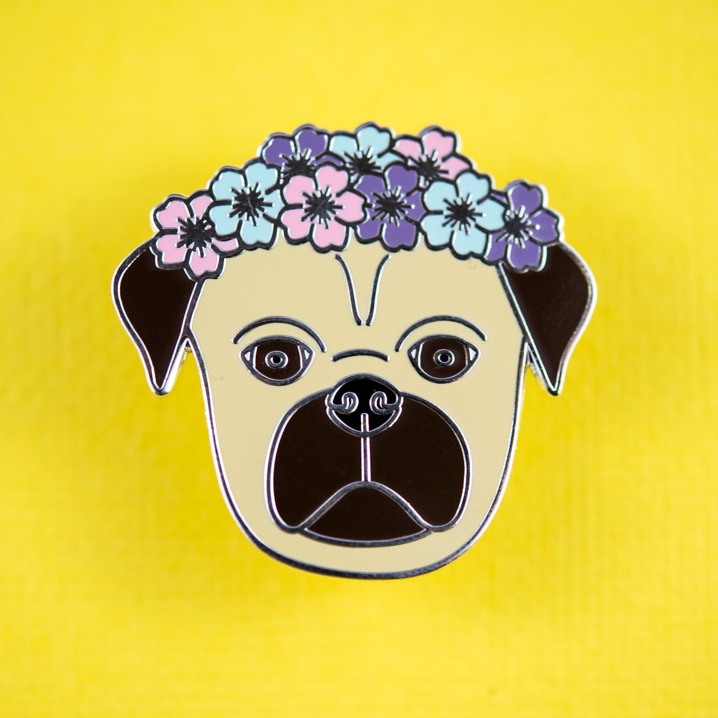 Fawn Flower Crown Pug Enamel Pin