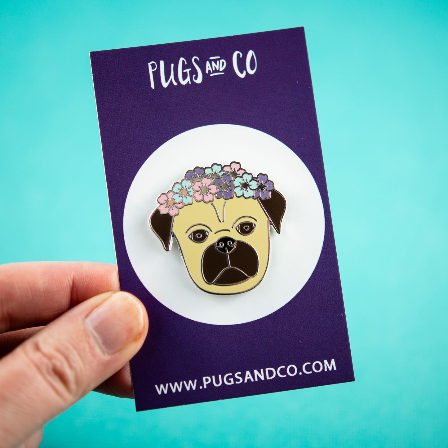 Fawn Flower Crown Pug Enamel Pin