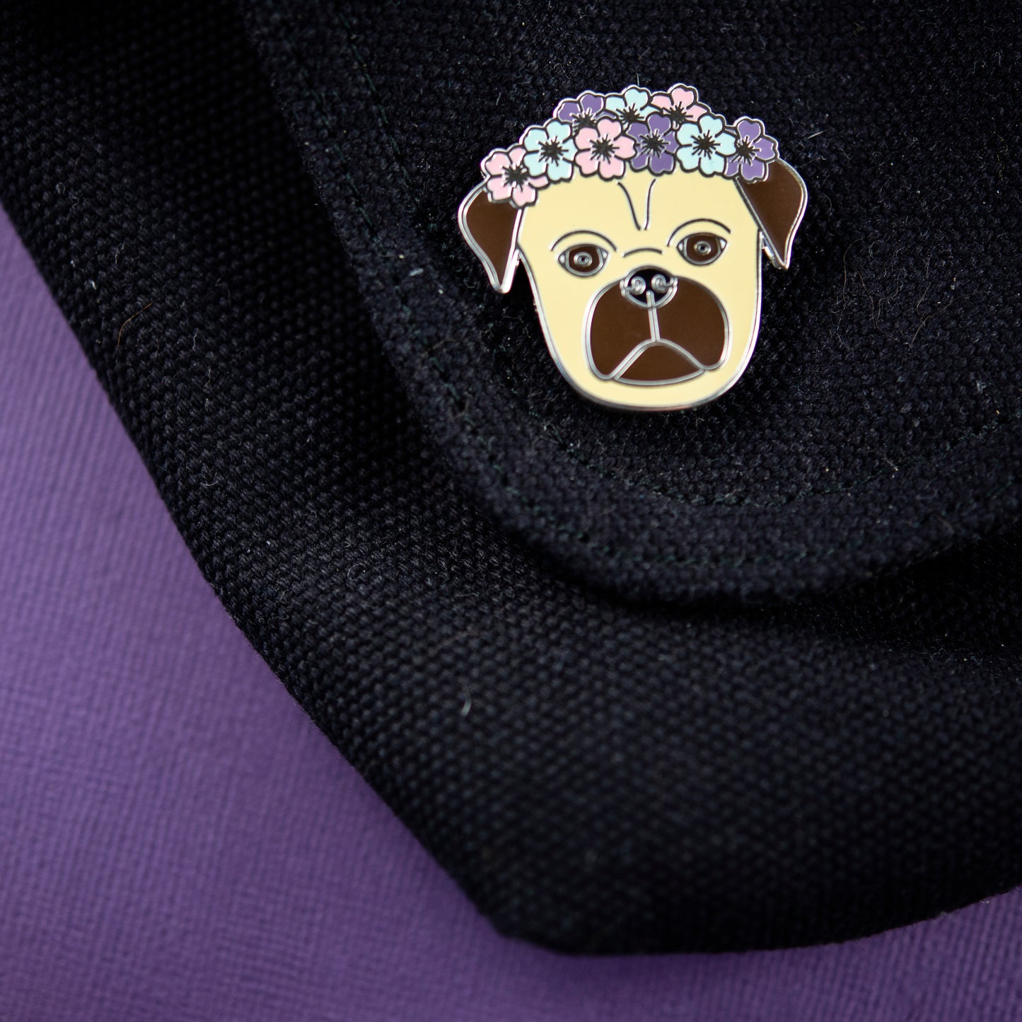 Fawn Flower Crown Pug Enamel Pin