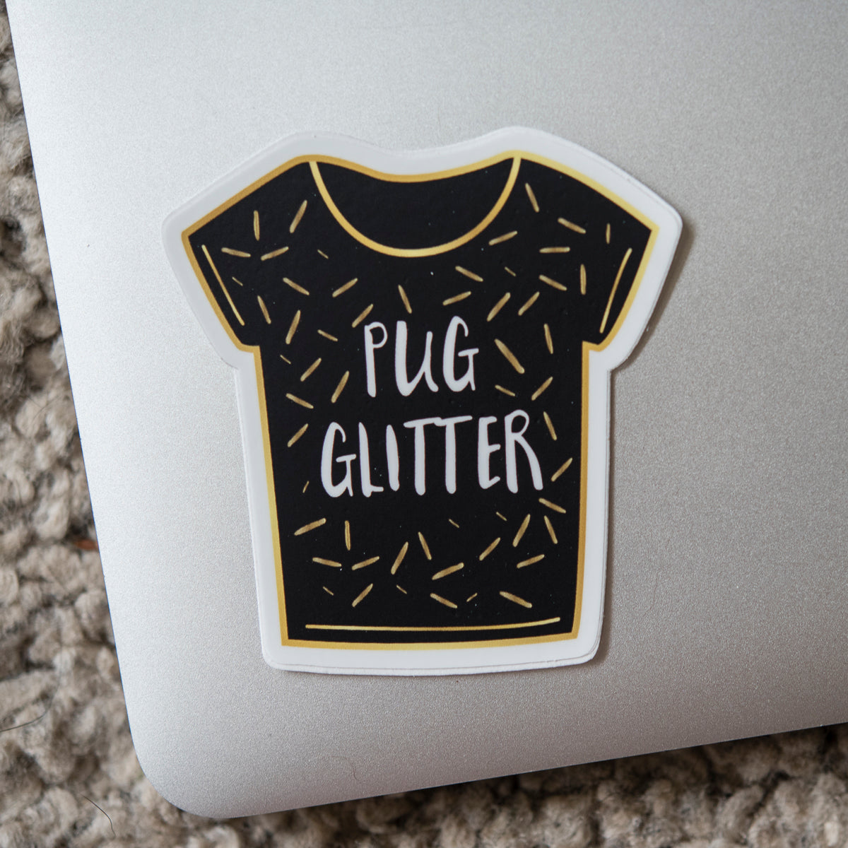 Fawn Pug Glitter 3" Sticker