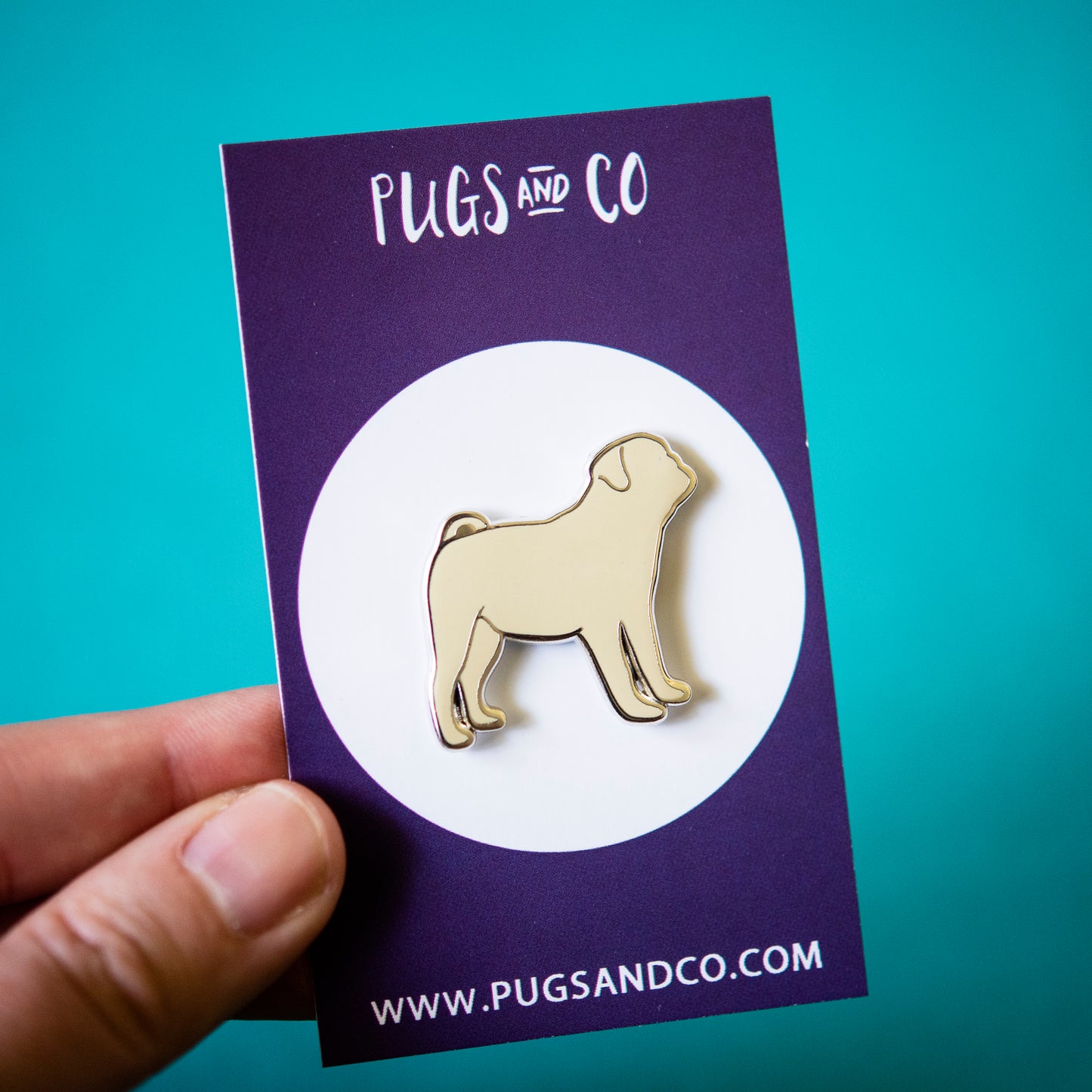 Fawn Pug Silhouette Enamel Pin