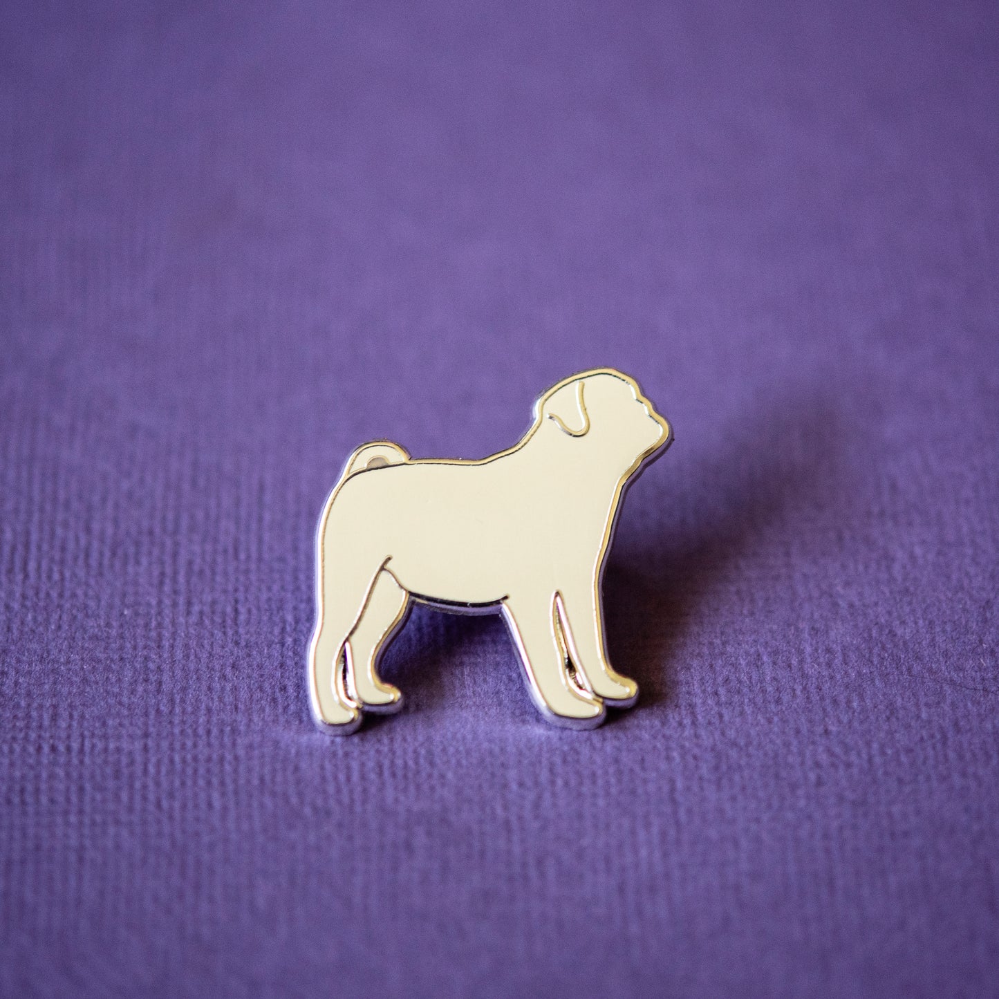 Fawn Pug Silhouette Enamel Pin