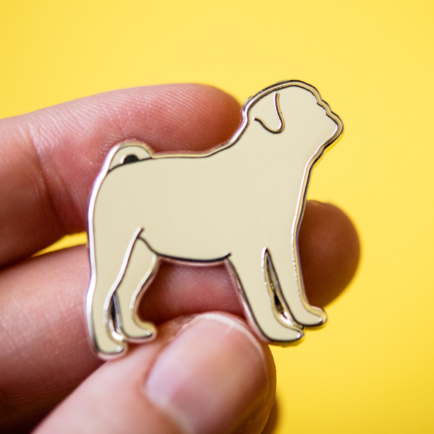Fawn Pug Silhouette Enamel Pin